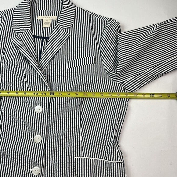 Sandro Blazer Jacket seersucker striped lightweight three button Gray White XL - Picture 9 of 12